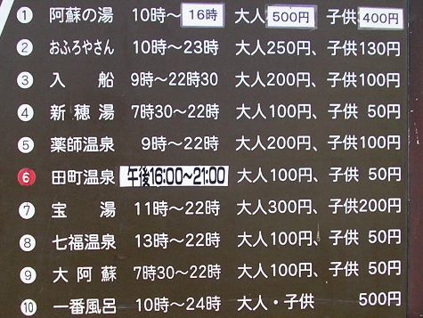 町湯一覧表 町湯一覧表