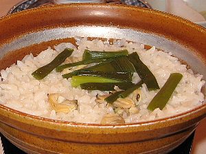 浅蜊の炊き込み御飯 蒸らし後 浅蜊の炊き込み御飯 蒸らし後