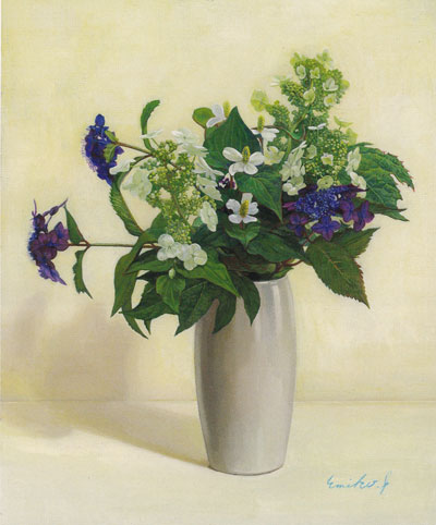 Oil painting,When the hydrangea blooms