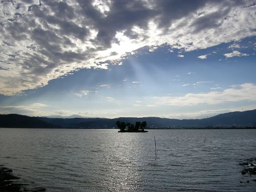 諏訪湖の夕日